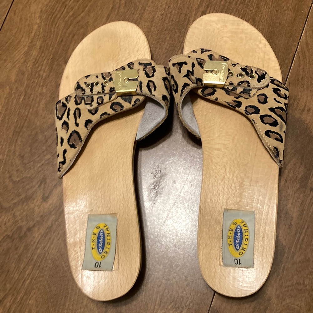 RARE VINTAGE - Dr. Scholl’s Original Exercise Sandals - leopard suede - EUC